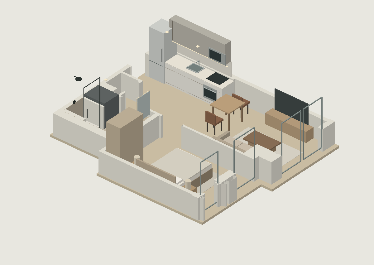 Illustrative 3D cutaway of Residence 6E